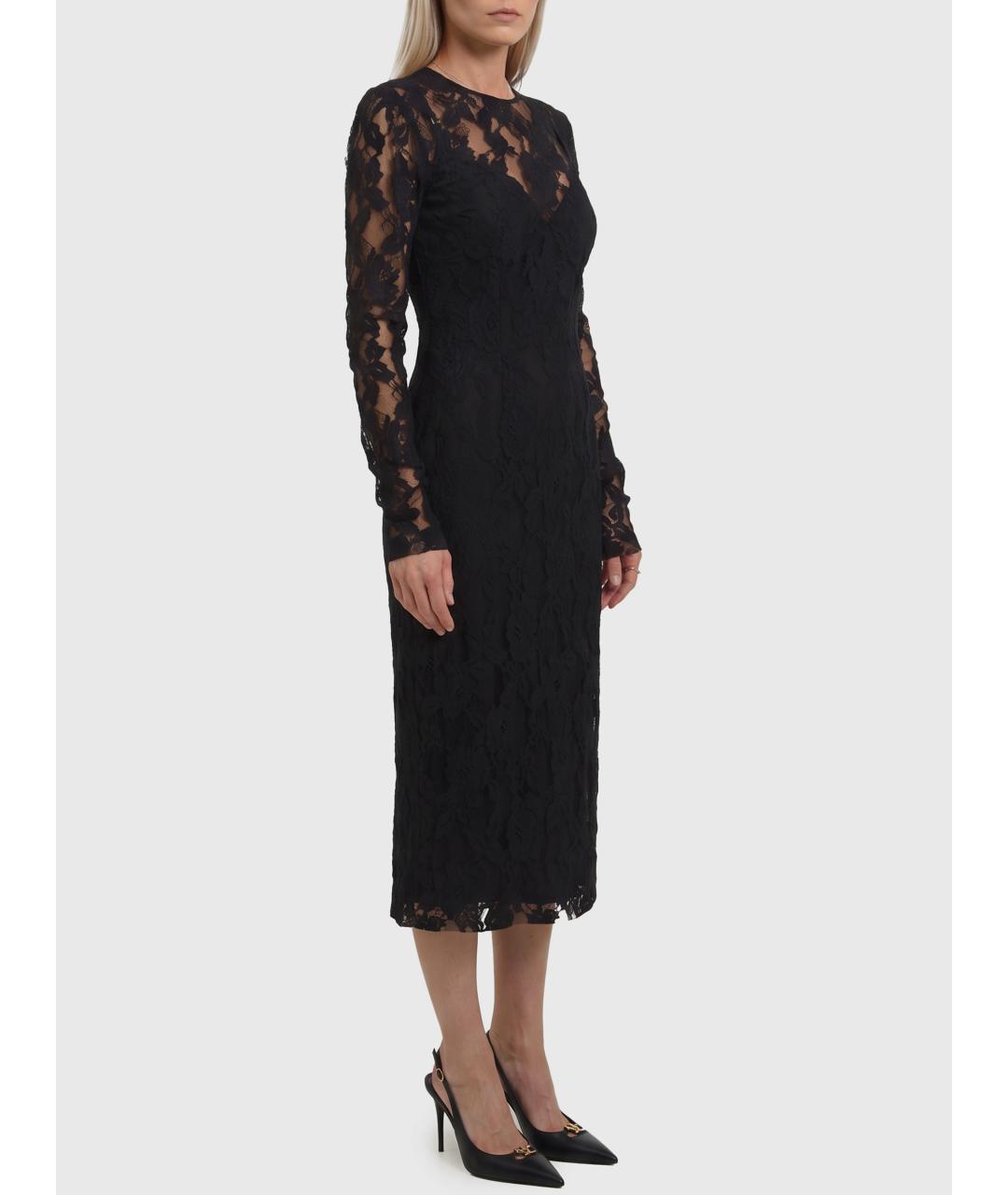 DOLCE&GABBANA Черное хлопковое коктейльное платье, фото 3