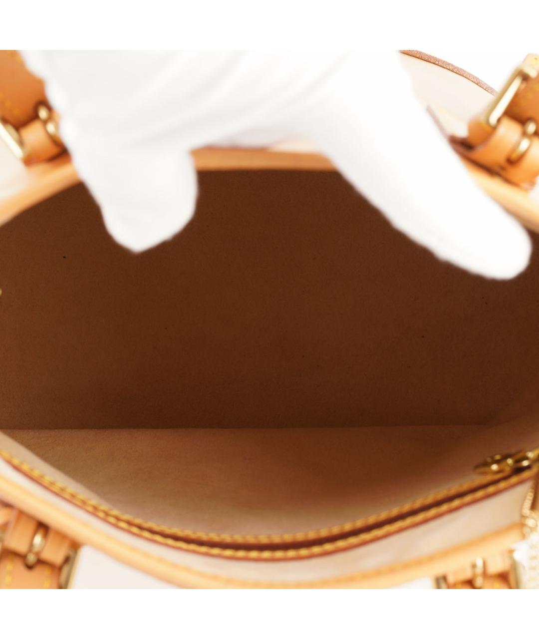 LOUIS VUITTON Бежевая кожаная сумка тоут, фото 7