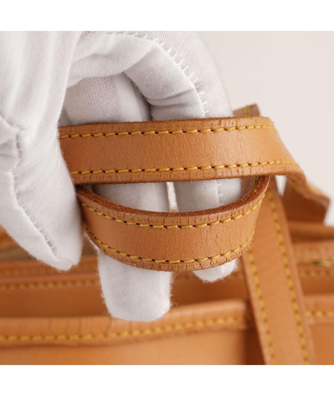 LOUIS VUITTON Бежевая кожаная сумка тоут, фото 8