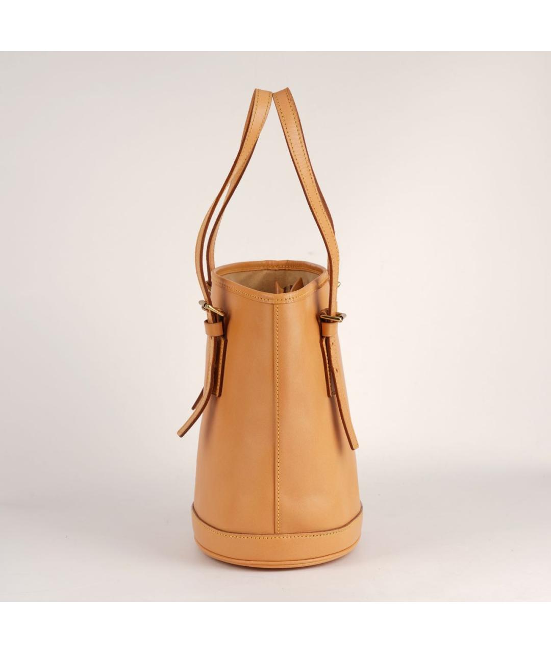 LOUIS VUITTON Бежевая кожаная сумка тоут, фото 5