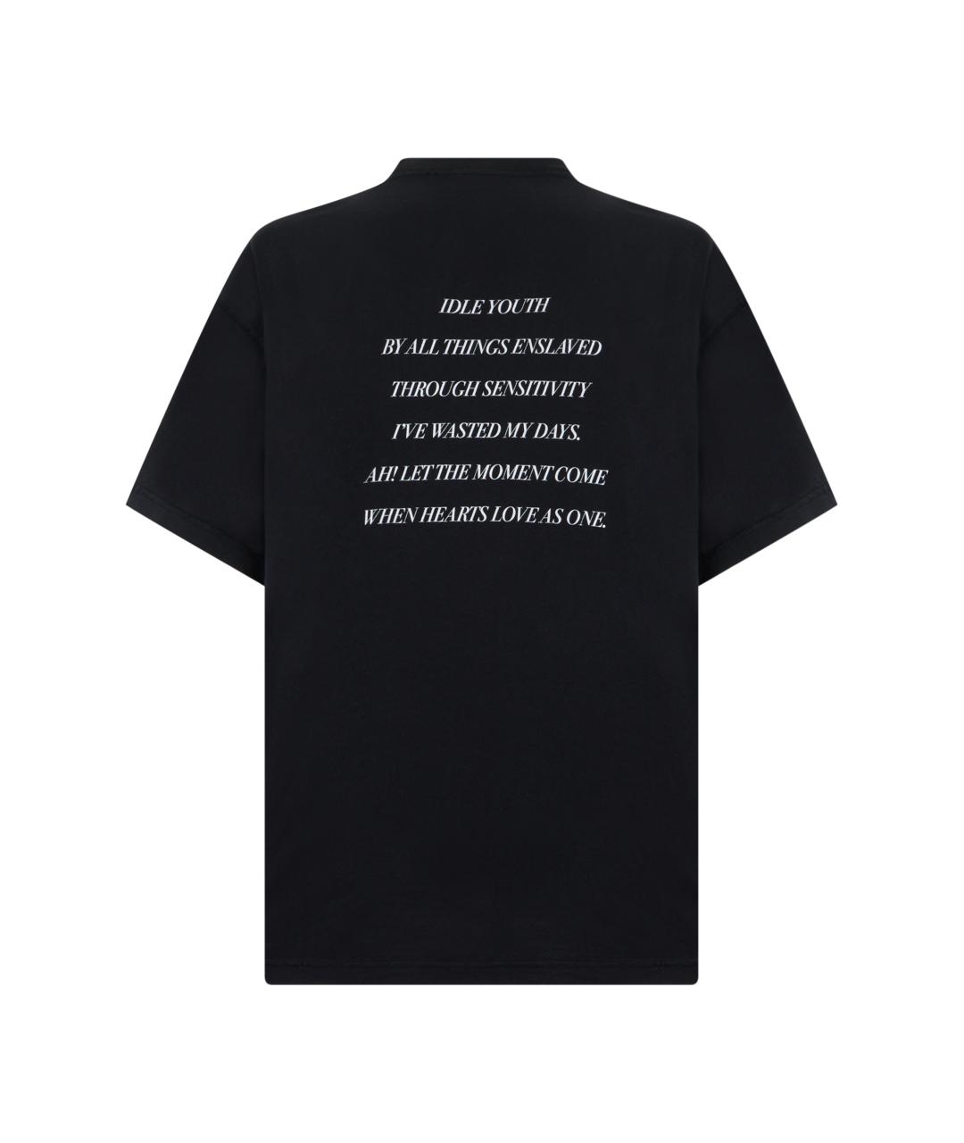 BALENCIAGA Черная хлопковая футболка, фото 2