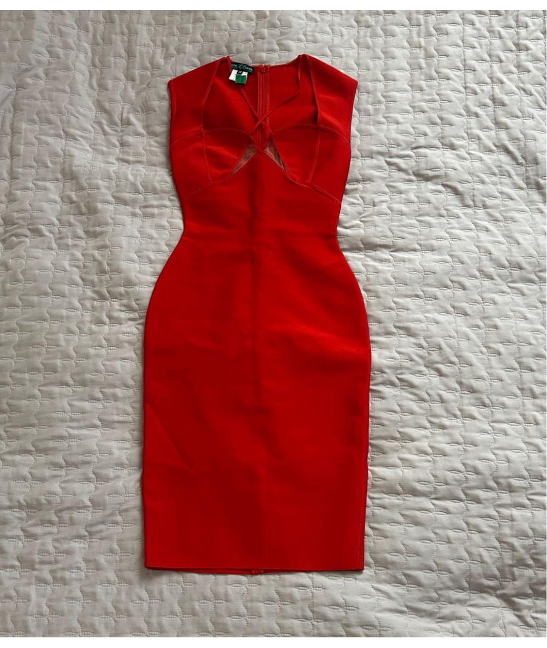 HERVE LEGER Красное вискозное коктейльное платье, фото 3