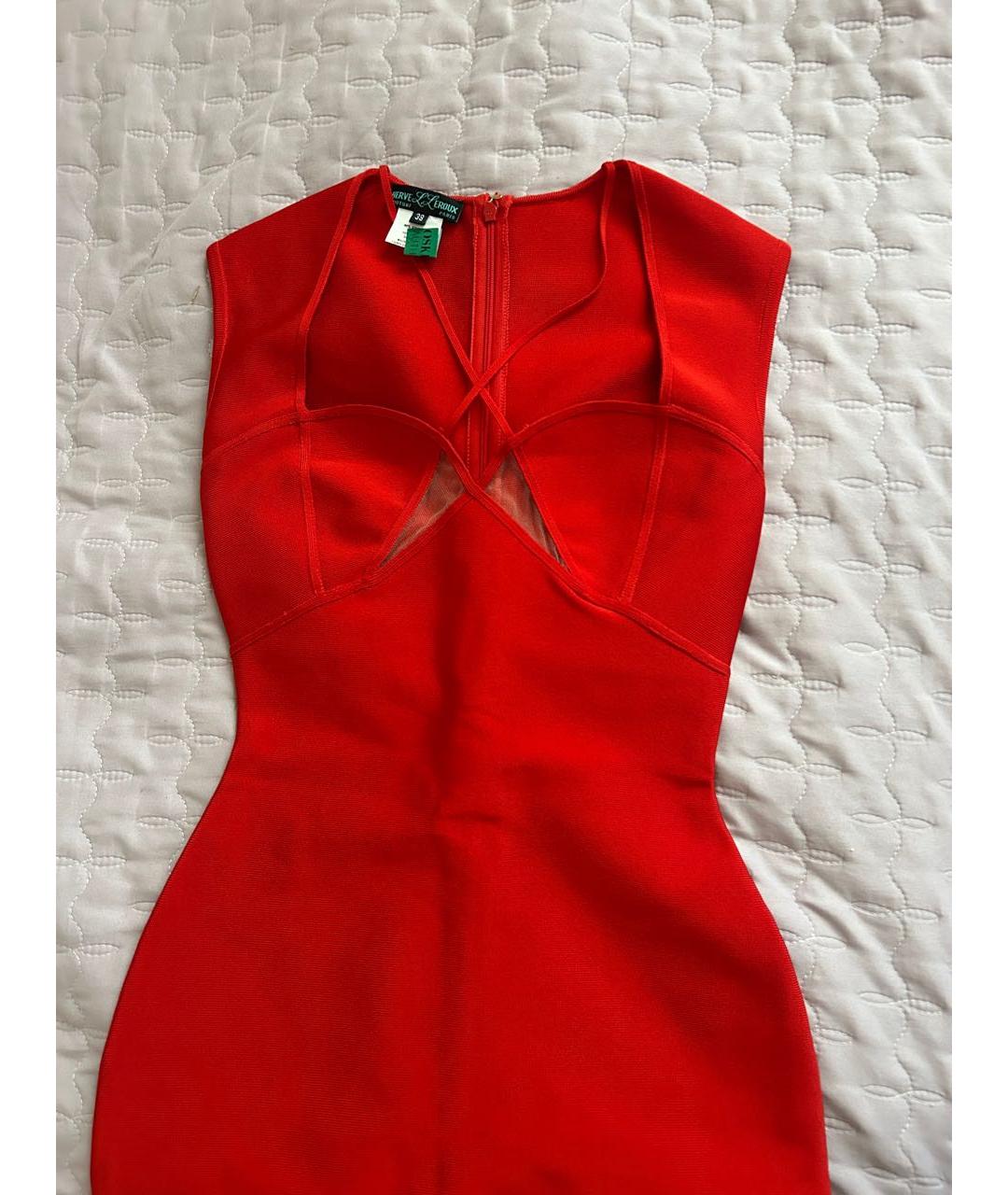HERVE LEGER Красное вискозное коктейльное платье, фото 2