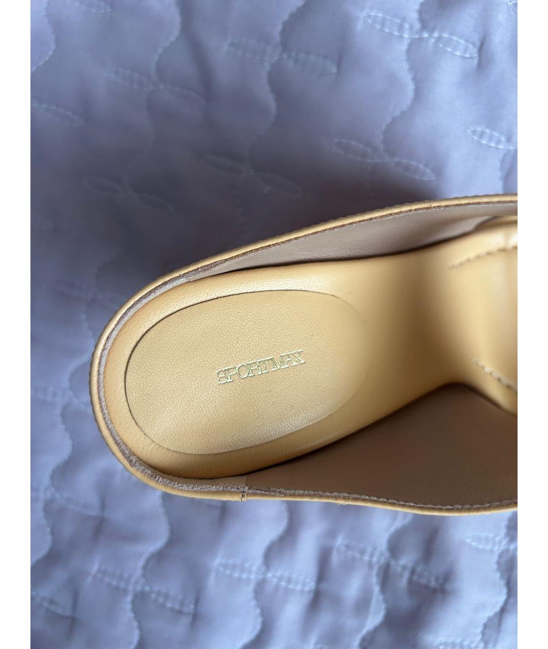 SPORTMAX Желтые кожаные босоножки, фото 6