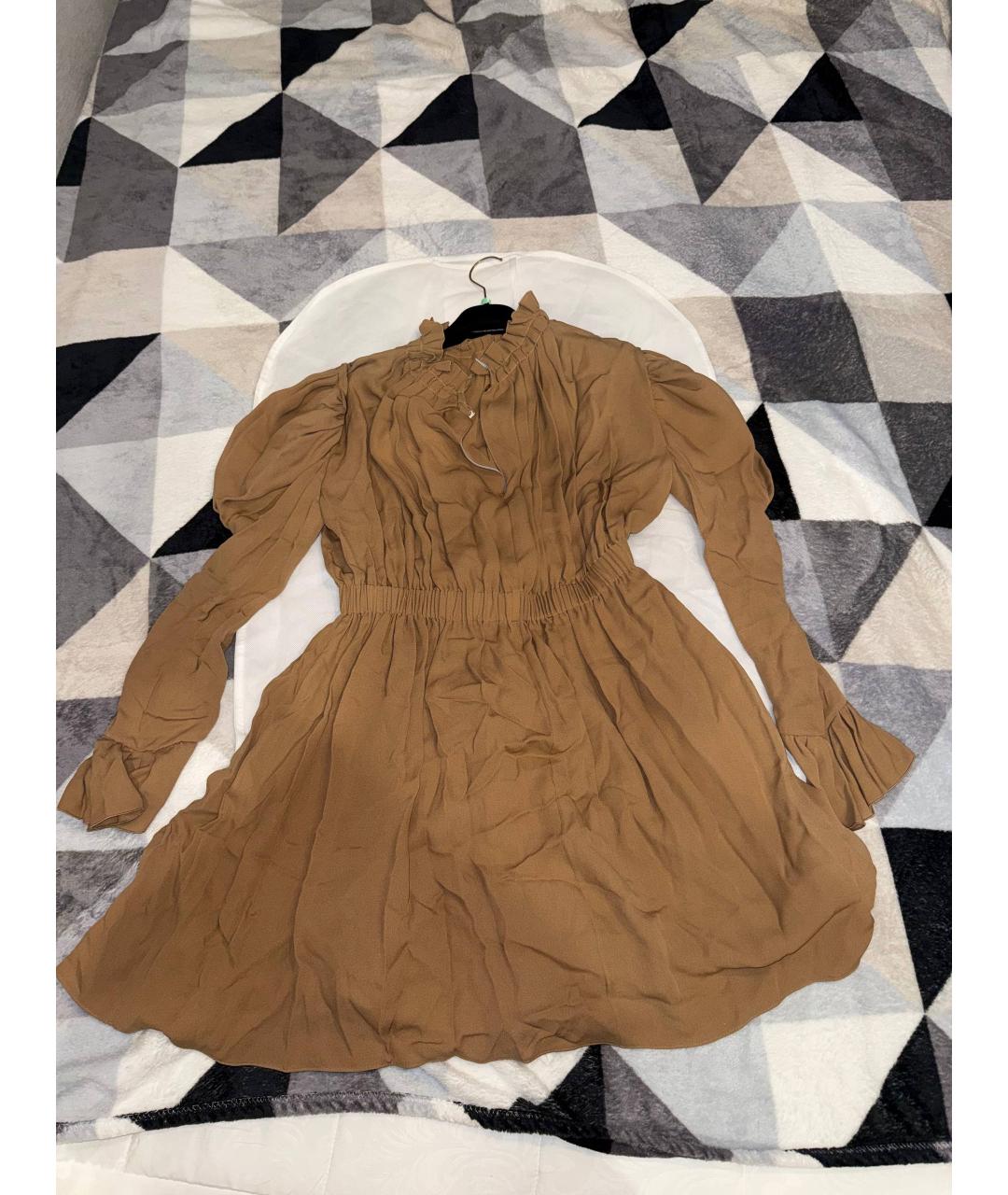 VALENTINO Коричневое шелковое коктейльное платье, фото 3