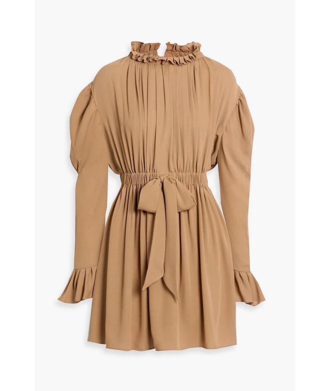 VALENTINO Коричневое шелковое коктейльное платье, фото 9