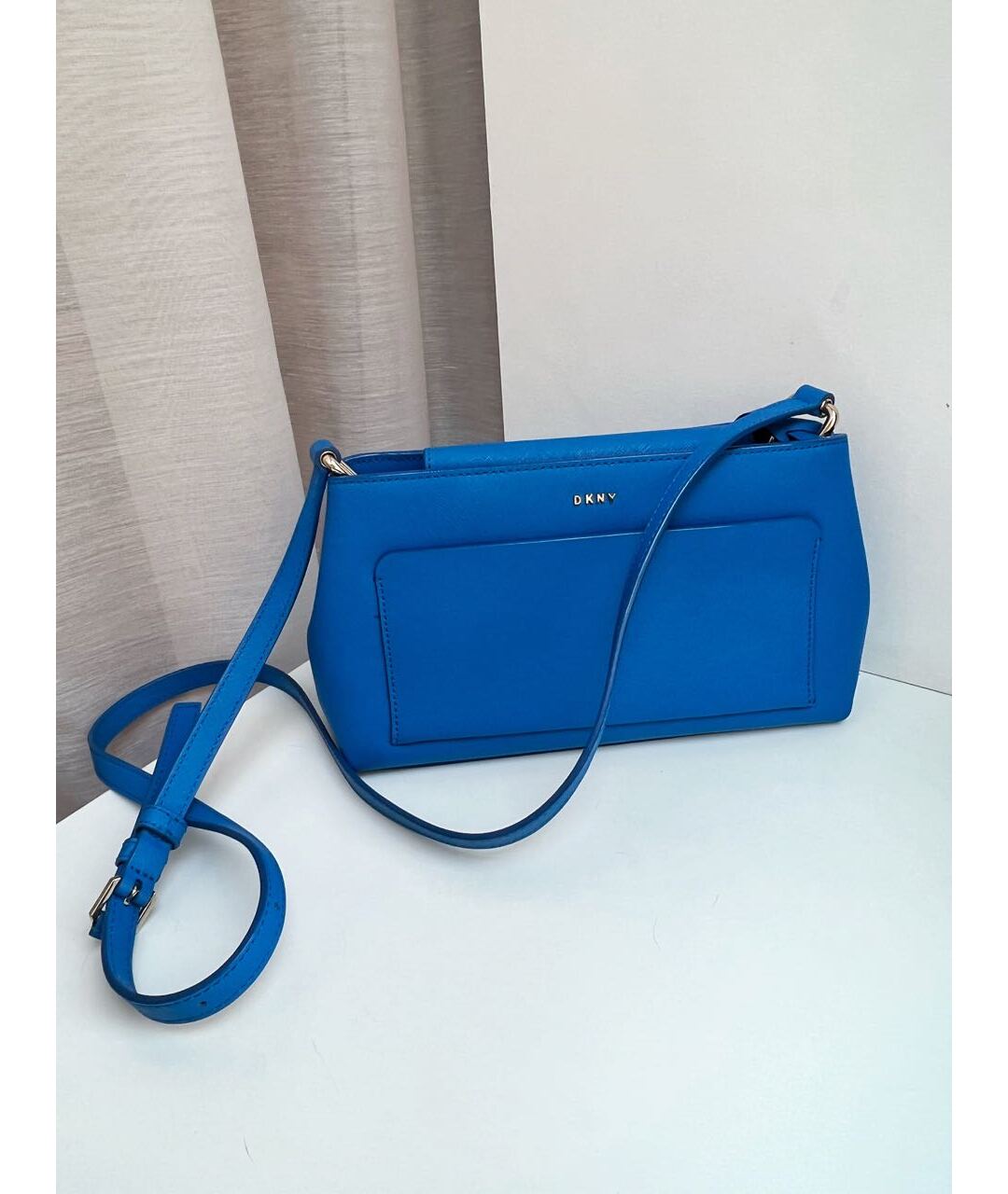 DKNY Синяя кожаная сумка через плечо, фото 6