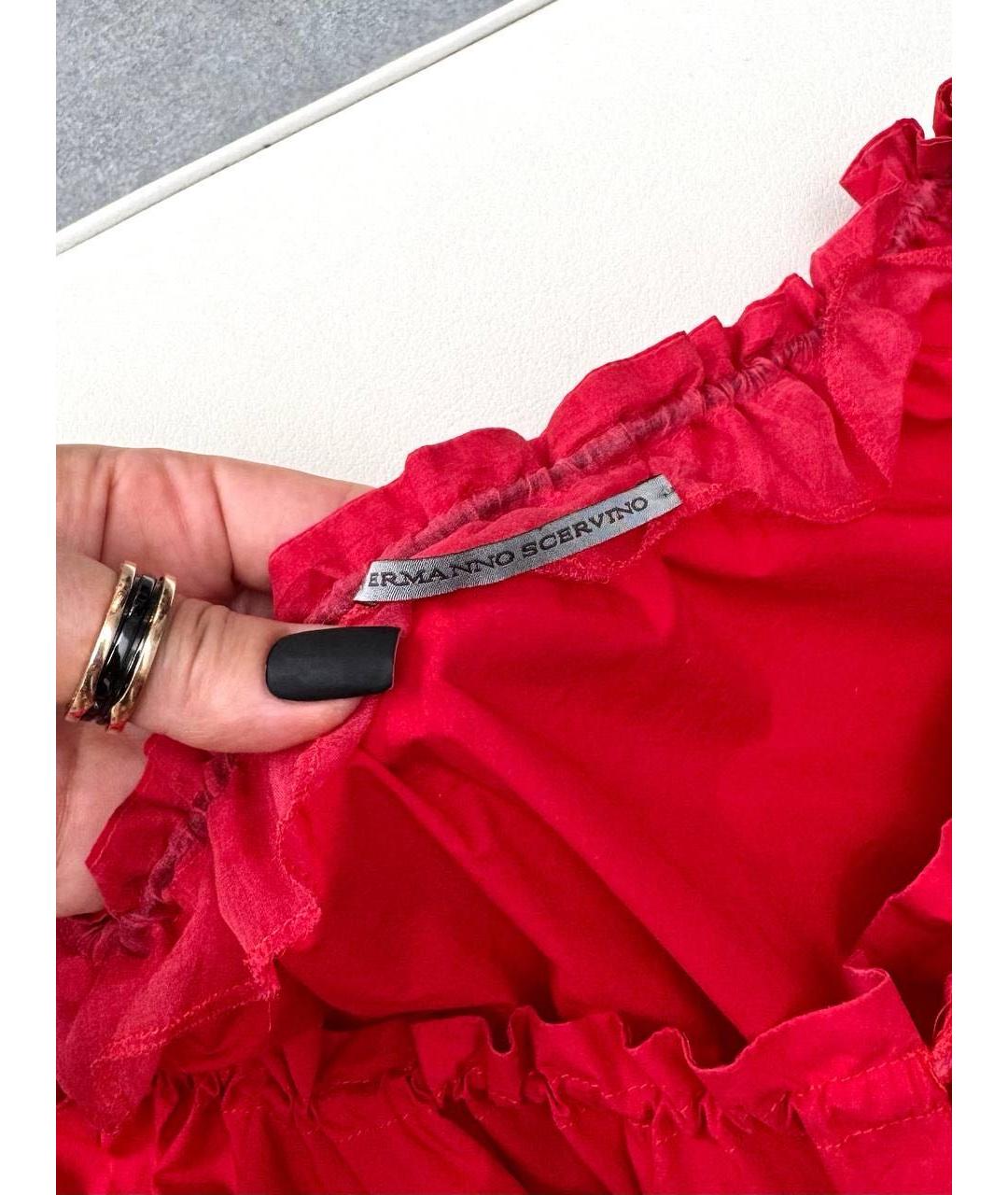 ERMANNO SCERVINO Красное хлопковое повседневное платье, фото 3