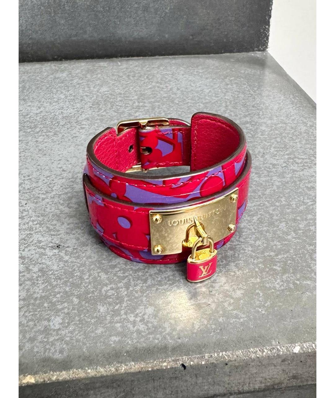 LOUIS VUITTON Розовый кожаный браслет, фото 9