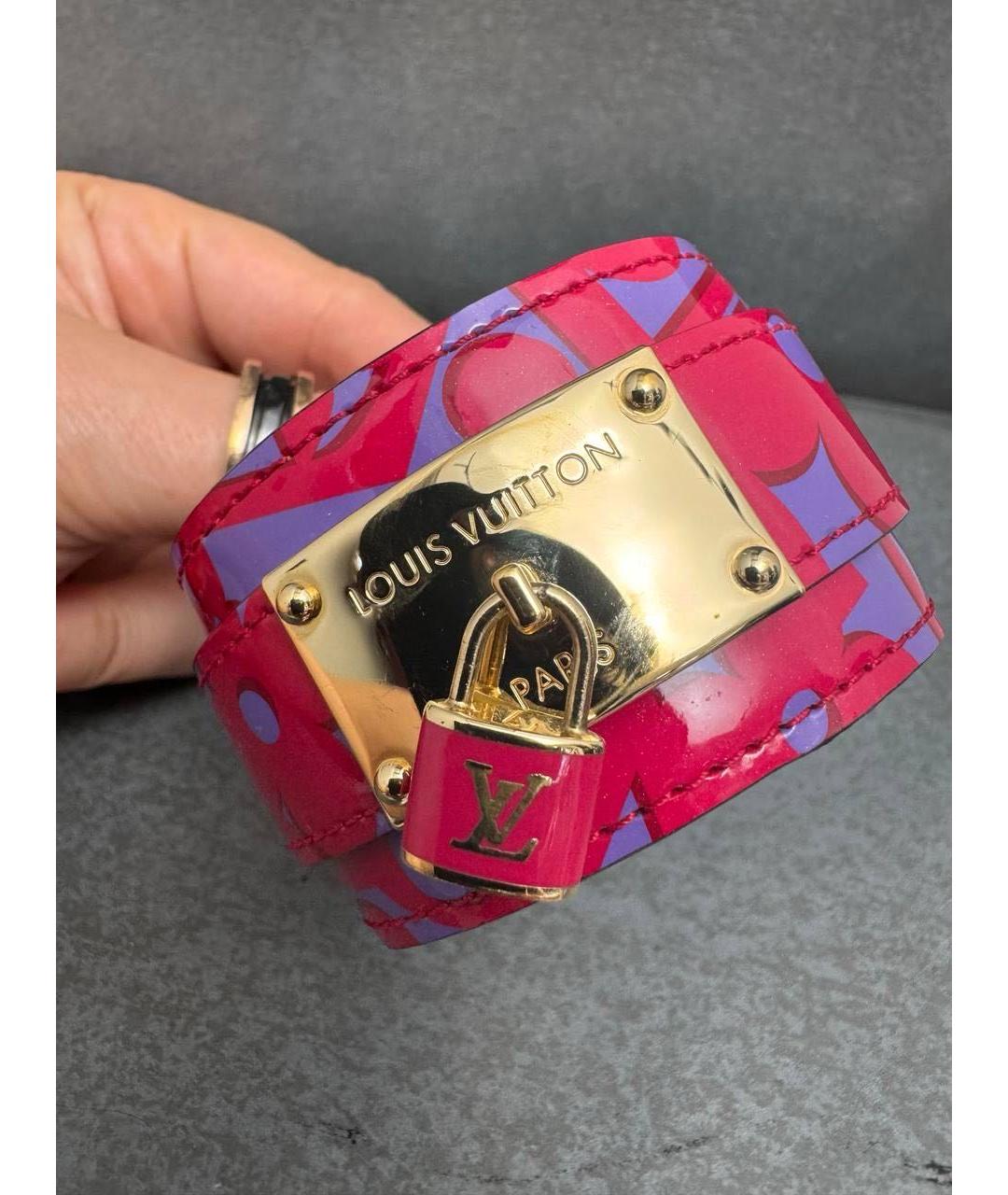 LOUIS VUITTON Розовый кожаный браслет, фото 6