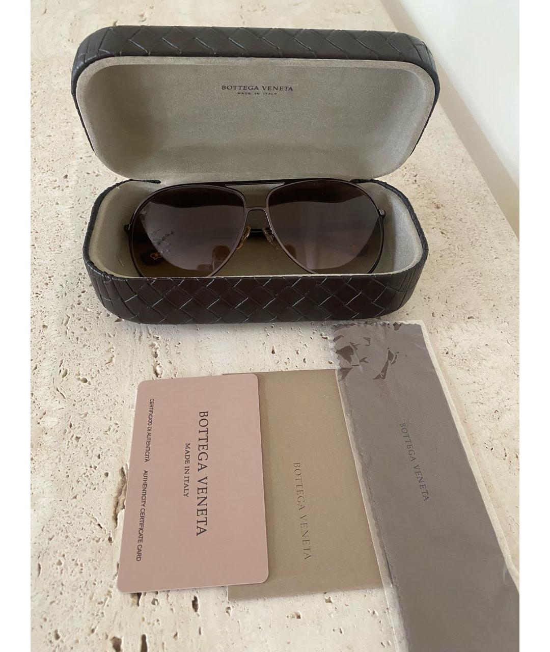 BOTTEGA VENETA Коричневые металлические солнцезащитные очки, фото 4