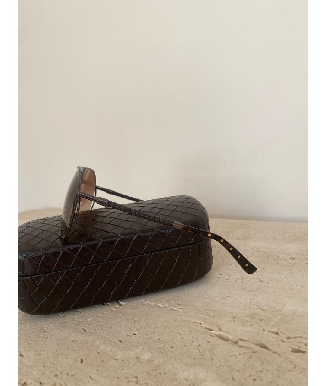 BOTTEGA VENETA Коричневые металлические солнцезащитные очки, фото 2
