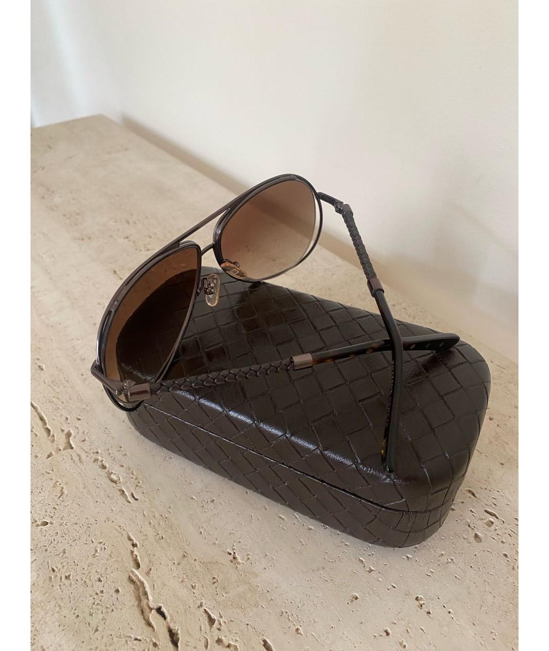 BOTTEGA VENETA Коричневые металлические солнцезащитные очки, фото 3