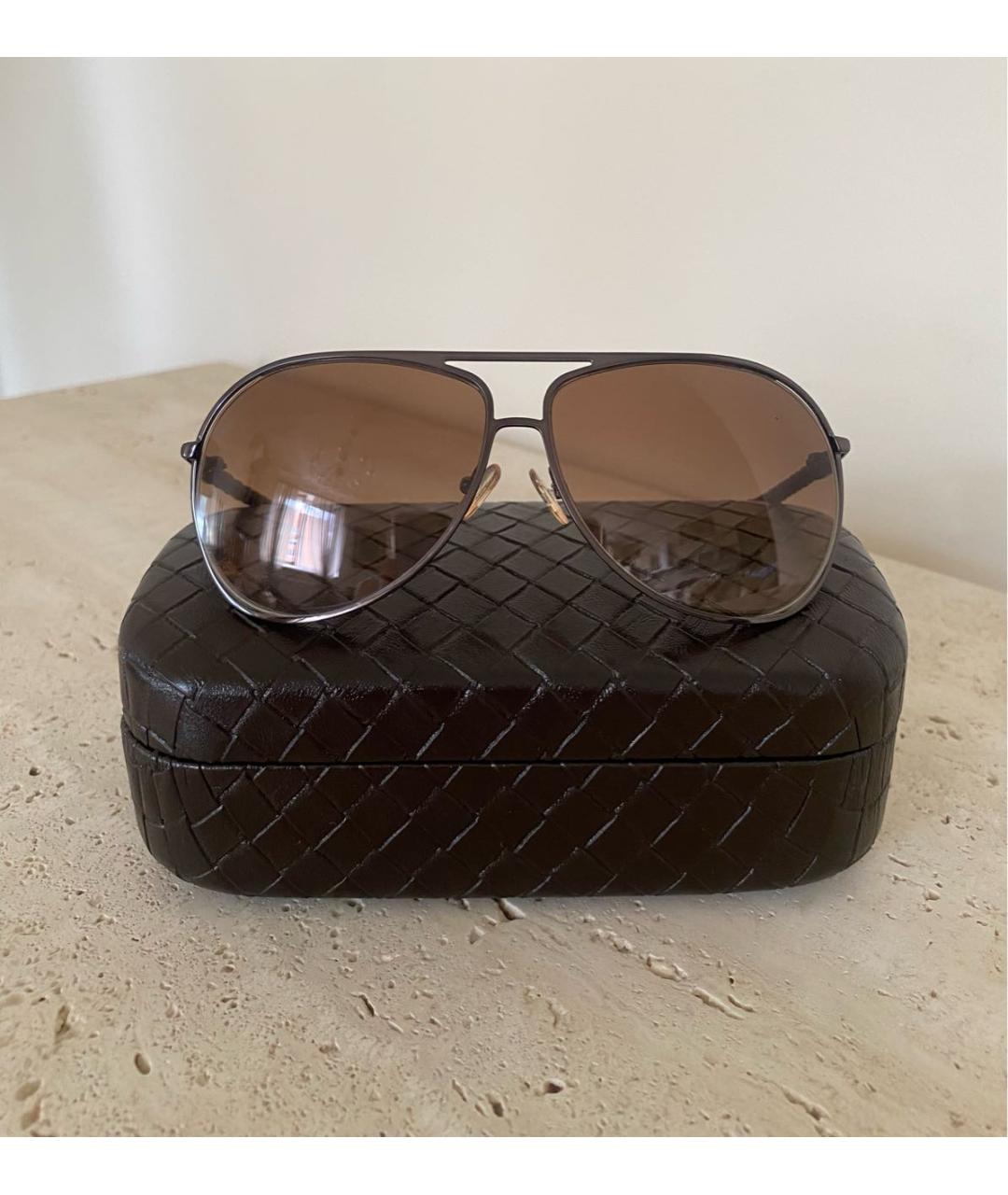 BOTTEGA VENETA Коричневые металлические солнцезащитные очки, фото 5