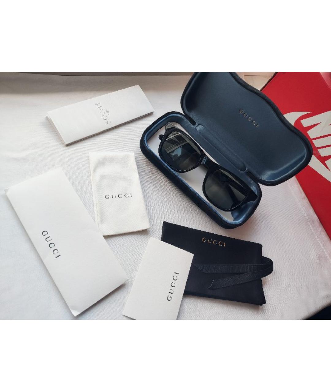 GUCCI Антрацитовые пластиковые солнцезащитные очки, фото 2