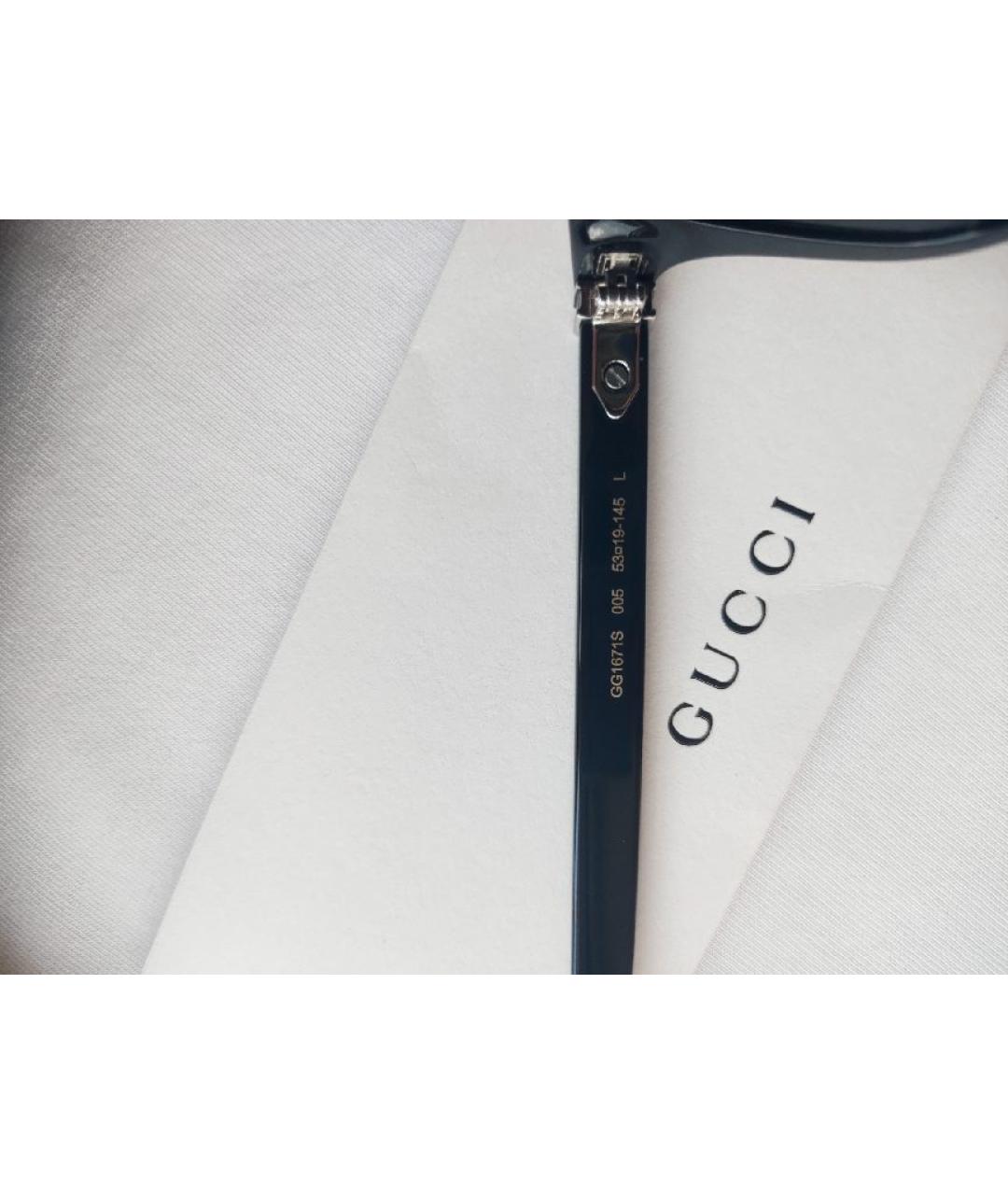 GUCCI Антрацитовые пластиковые солнцезащитные очки, фото 5