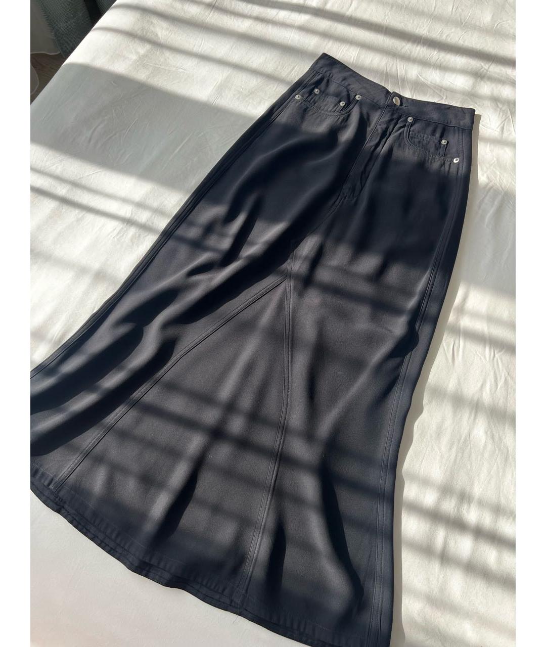 RICK OWENS Черная вискозная юбка миди, фото 3