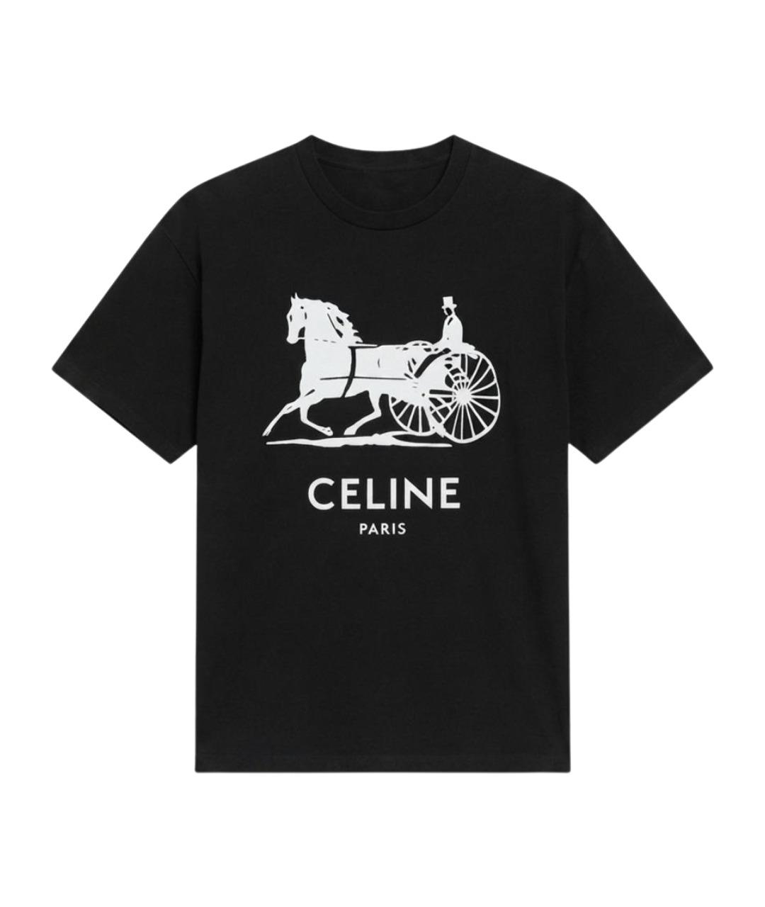 CELINE Черная хлопковая футболка, фото 1