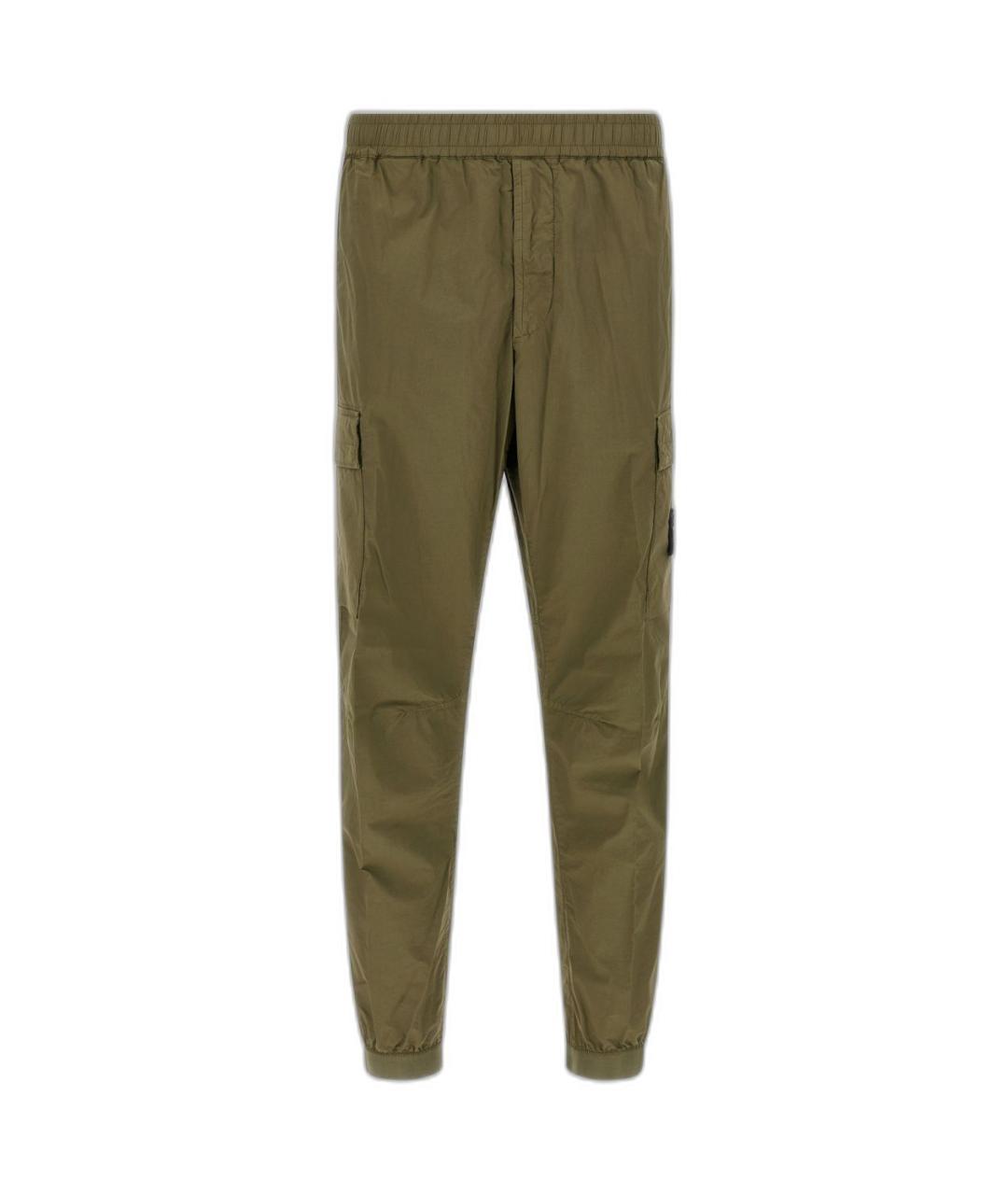 STONE ISLAND Зеленые хлопковые повседневные брюки, фото 1