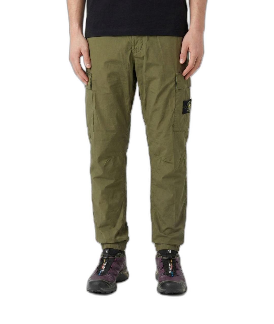 STONE ISLAND Зеленые хлопковые повседневные брюки, фото 2