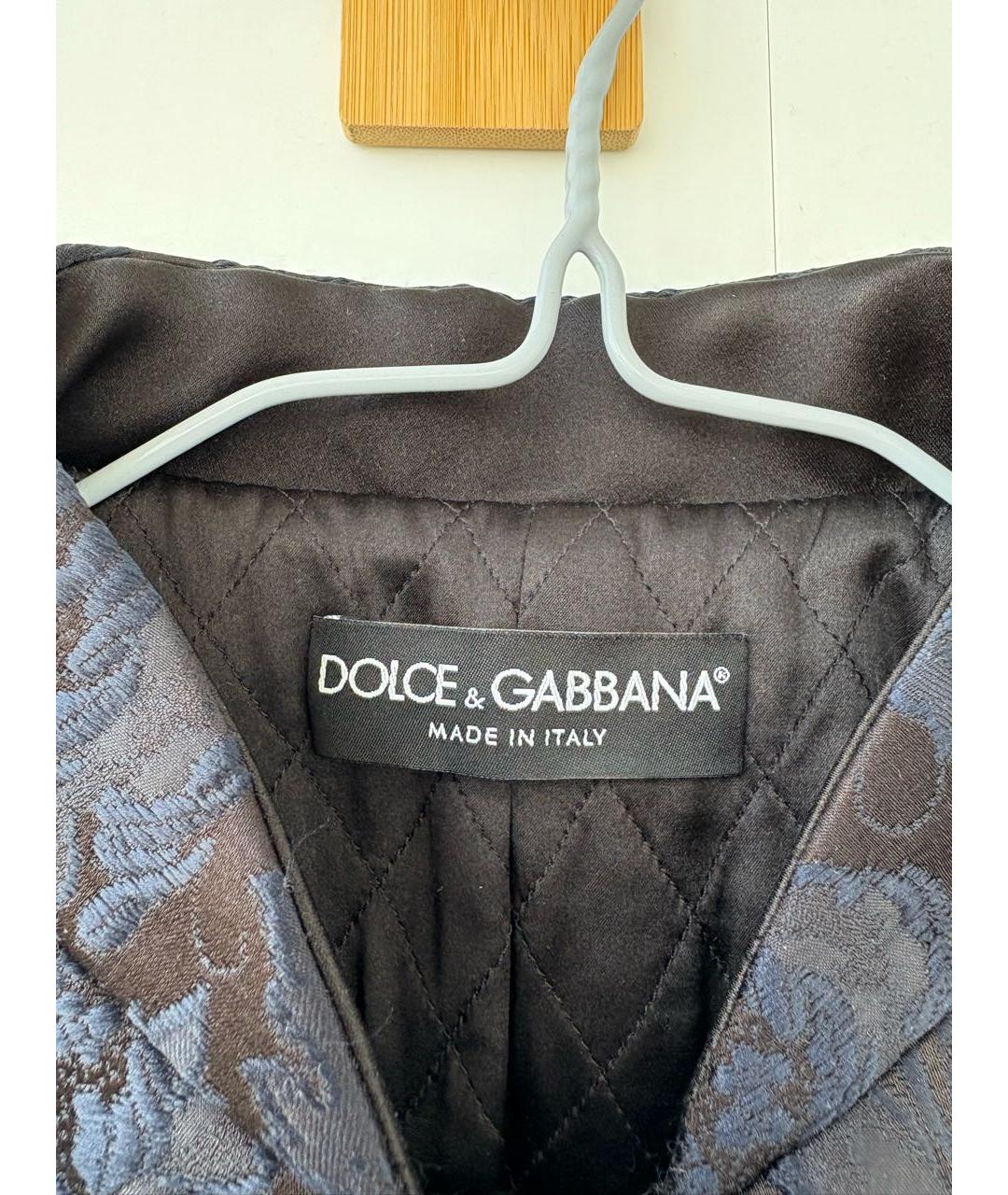DOLCE&GABBANA Темно-синий хлопко-эластановый жакет/пиджак, фото 5