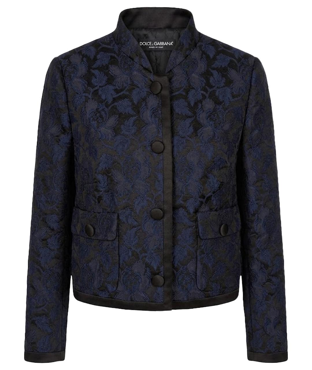 DOLCE&GABBANA Темно-синий хлопко-эластановый жакет/пиджак, фото 1