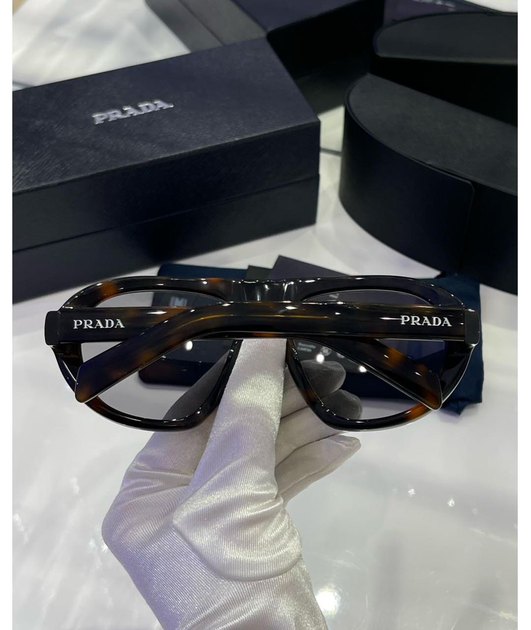 PRADA Коричневые пластиковые солнцезащитные очки, фото 5