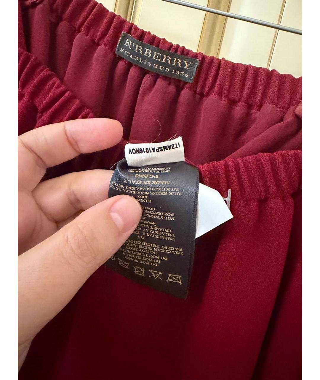 BURBERRY Бордовое ацетатное платье, фото 5