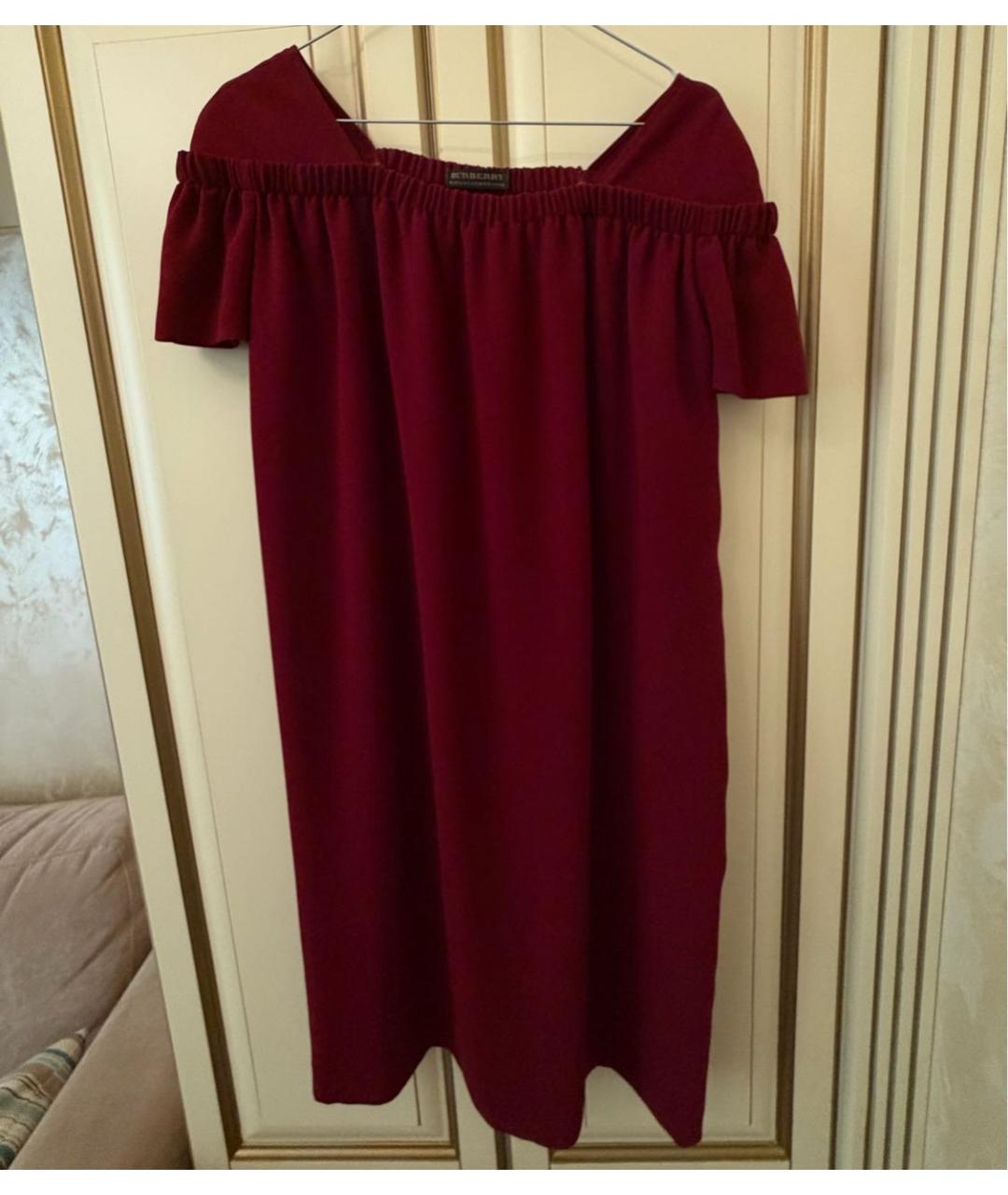 BURBERRY Бордовое ацетатное платье, фото 2
