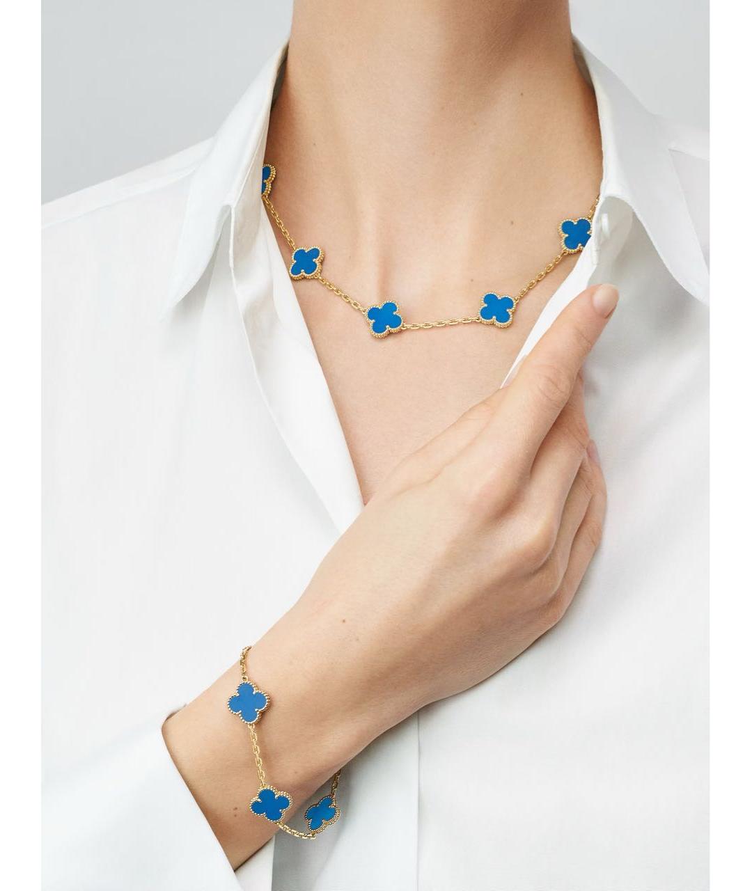 VAN CLEEF & ARPELS Синее колье из желтого золота, фото 2