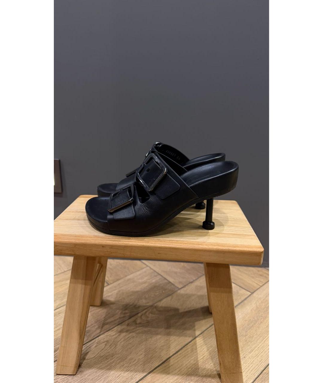 BALENCIAGA Черные кожаные мюли, фото 9