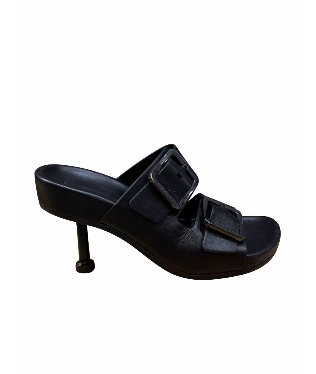 BALENCIAGA Черные кожаные мюли, фото 1
