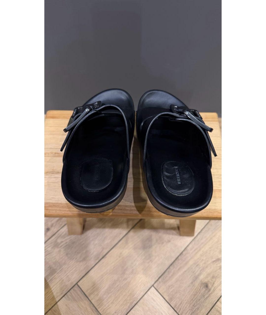 BALENCIAGA Черные кожаные мюли, фото 3