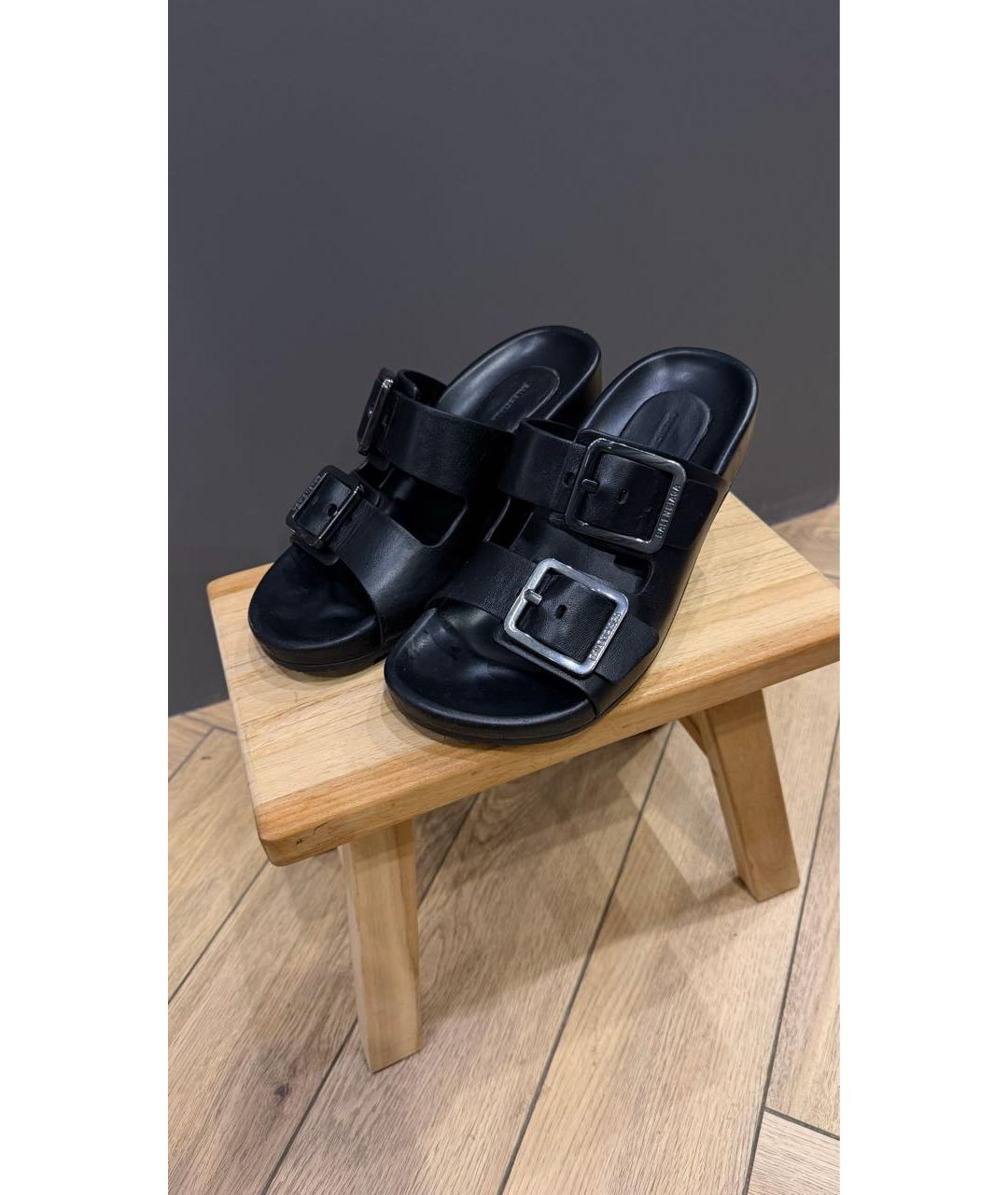 BALENCIAGA Черные кожаные мюли, фото 2