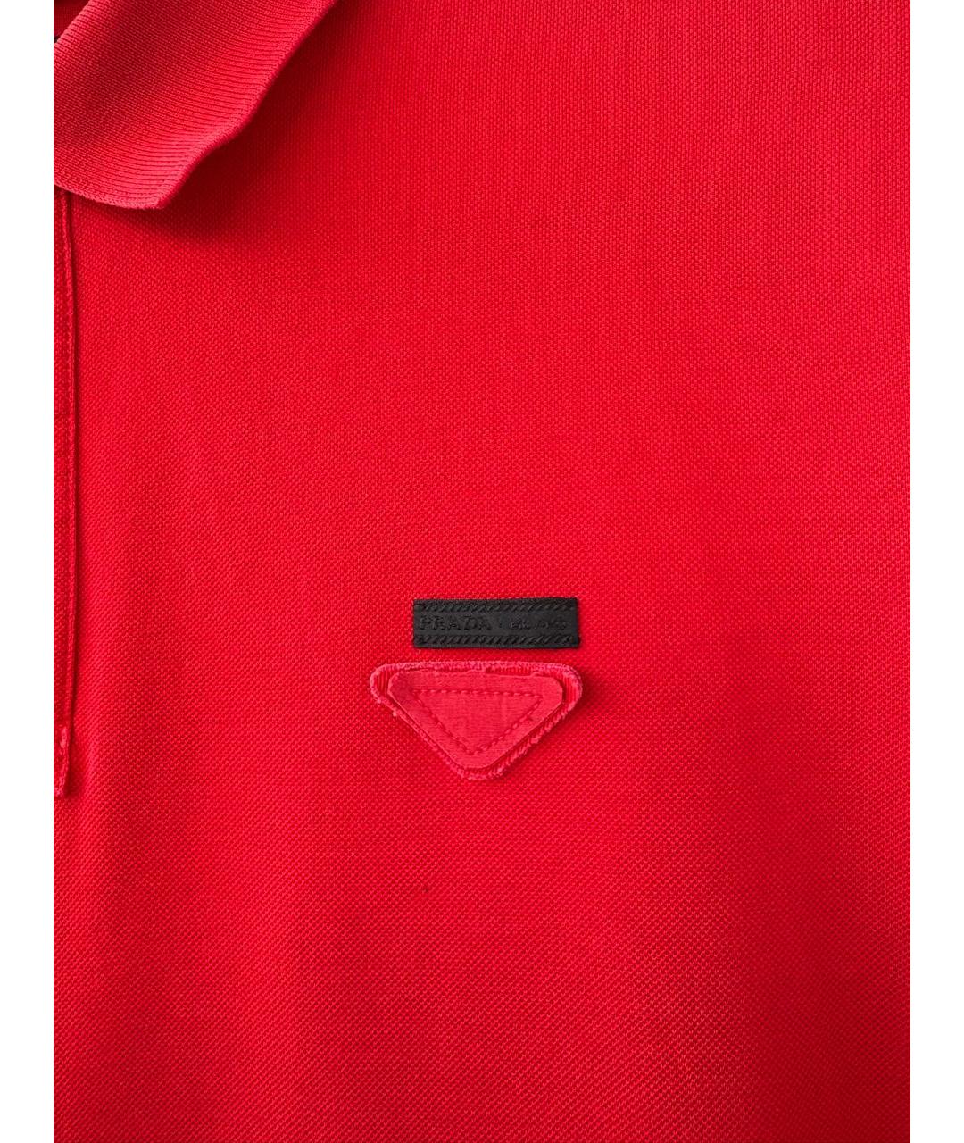 PRADA Красное хлопко-эластановое поло с коротким рукавом, фото 4