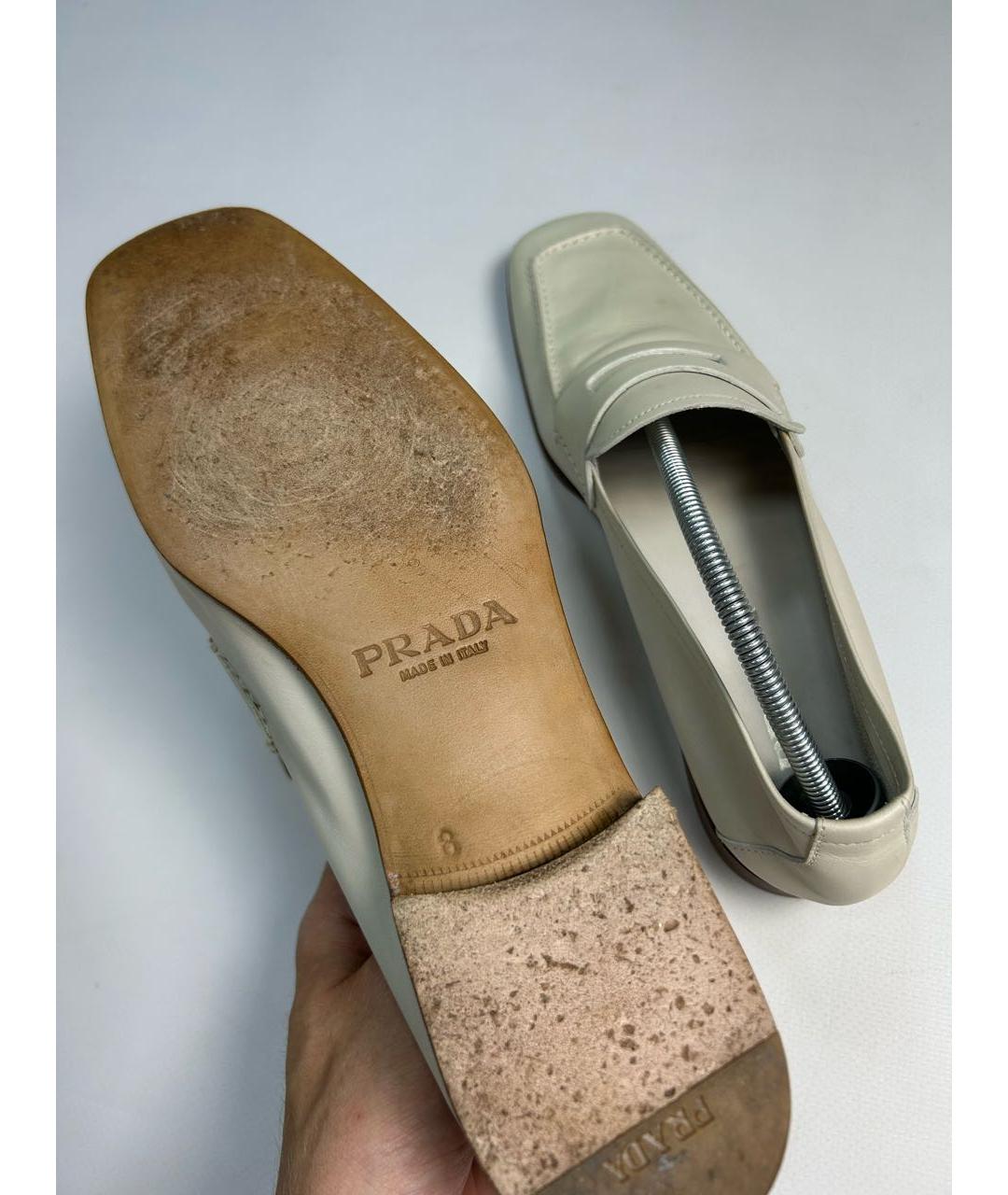 PRADA Белые кожаные лоферы, фото 7