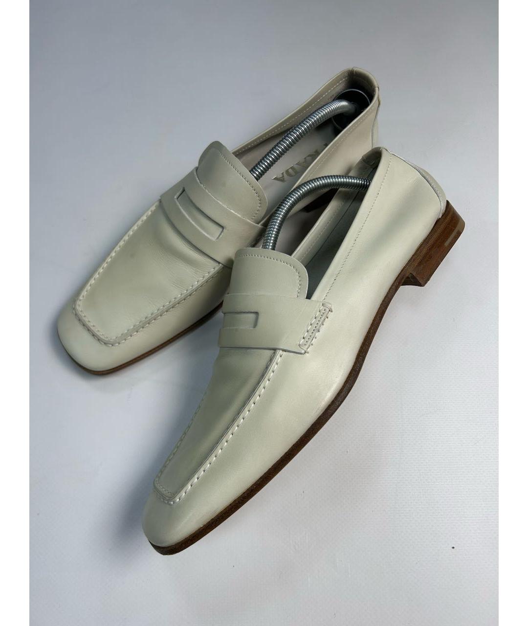 PRADA Белые кожаные лоферы, фото 4