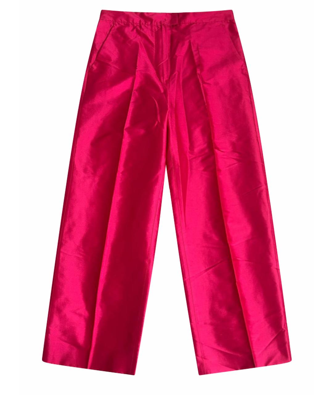 MAX MARA Розовые шелковые прямые брюки, фото 1