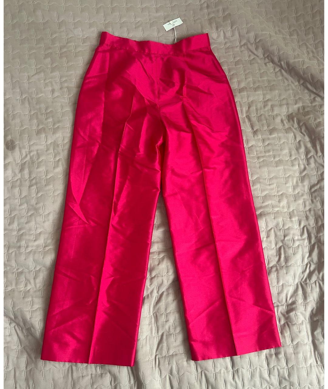MAX MARA Розовые шелковые прямые брюки, фото 3