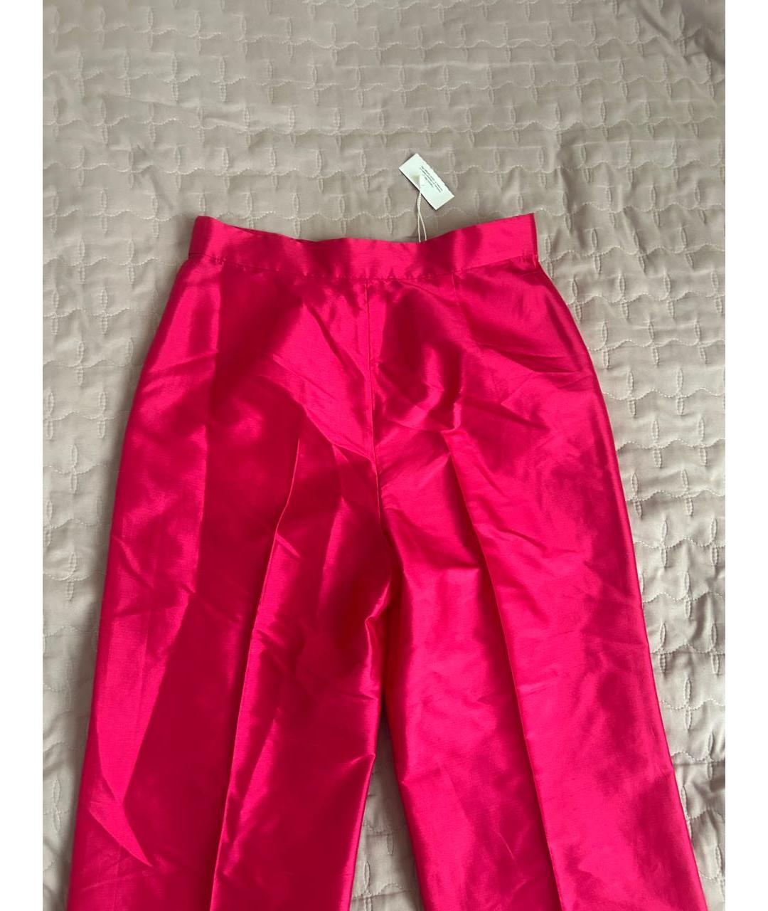 MAX MARA Розовые шелковые прямые брюки, фото 7