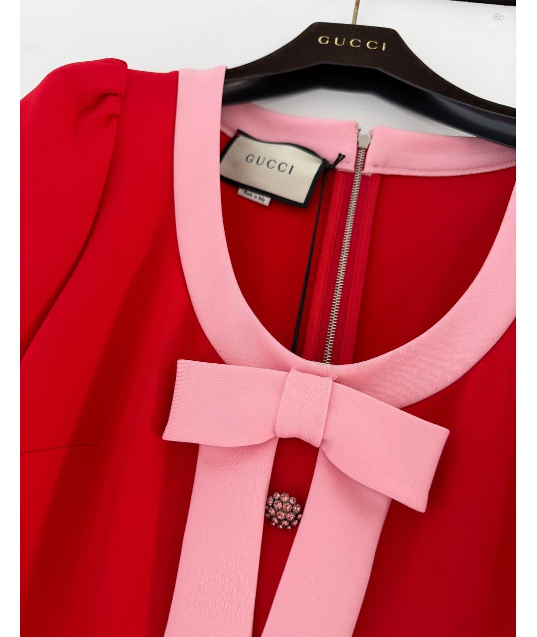 GUCCI Красное вискозное платье, фото 7