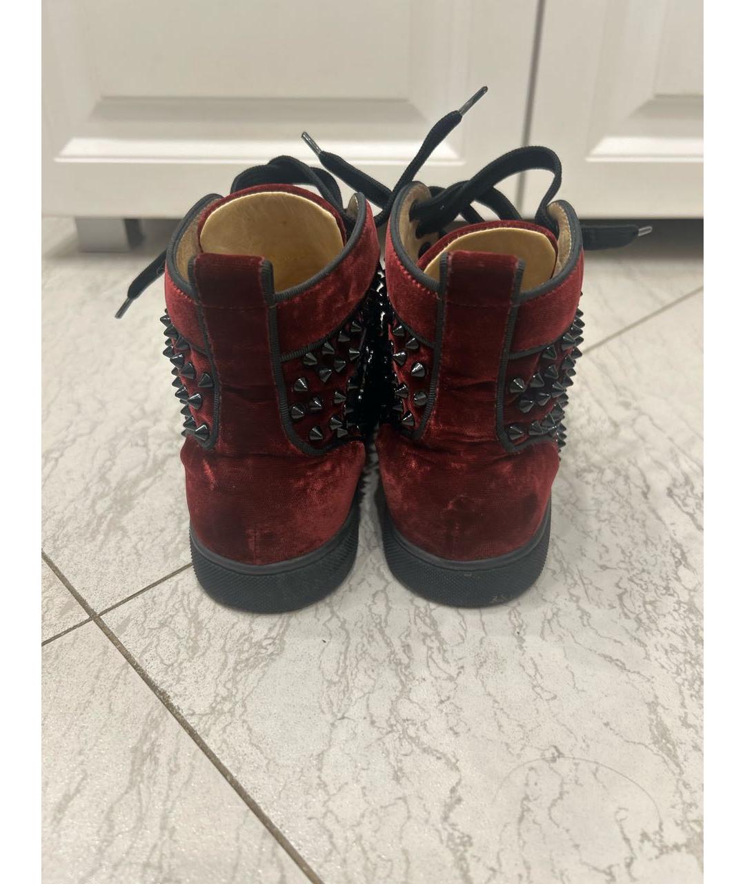 CHRISTIAN LOUBOUTIN BEAUTY Бордовые бархатные кеды, фото 4