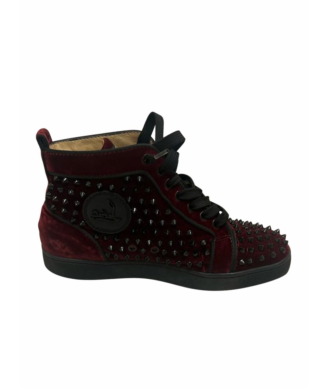CHRISTIAN LOUBOUTIN BEAUTY Бордовые бархатные кеды, фото 1