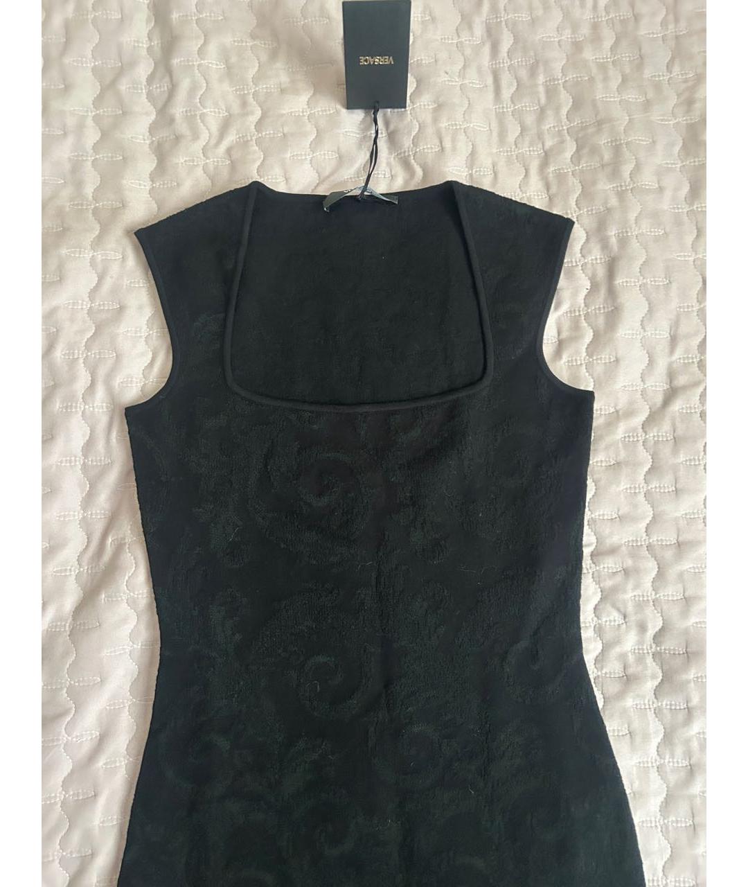VERSACE Черное вискозное коктейльное платье, фото 2