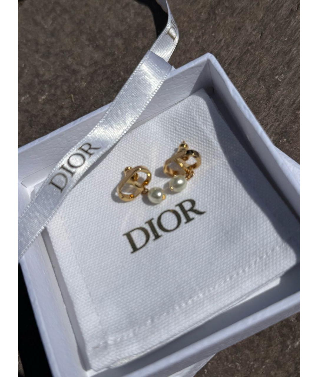 CHRISTIAN DIOR Золотые металлические серьги, фото 2