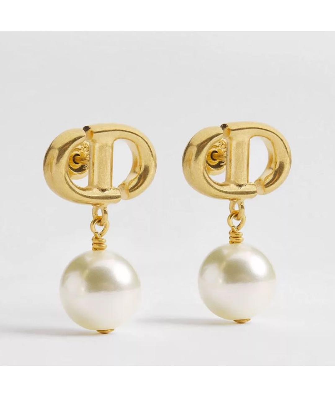 CHRISTIAN DIOR Золотые металлические серьги, фото 4