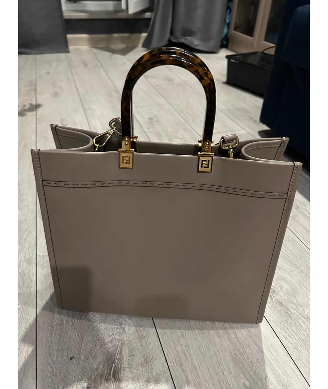 FENDI Коричневая кожаная сумка тоут, фото 3