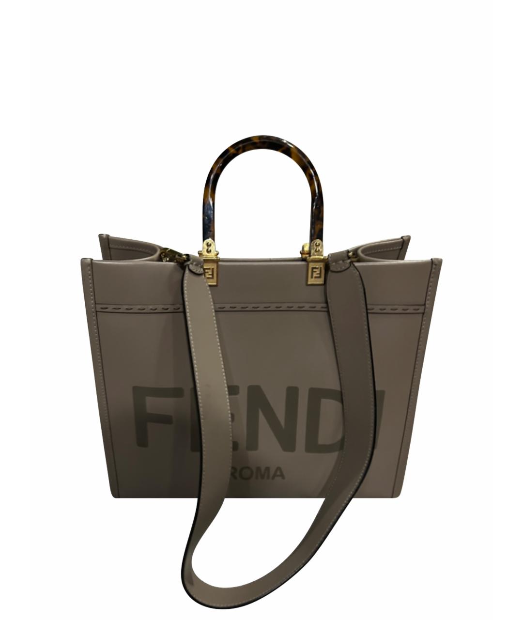 FENDI Коричневая кожаная сумка тоут, фото 6