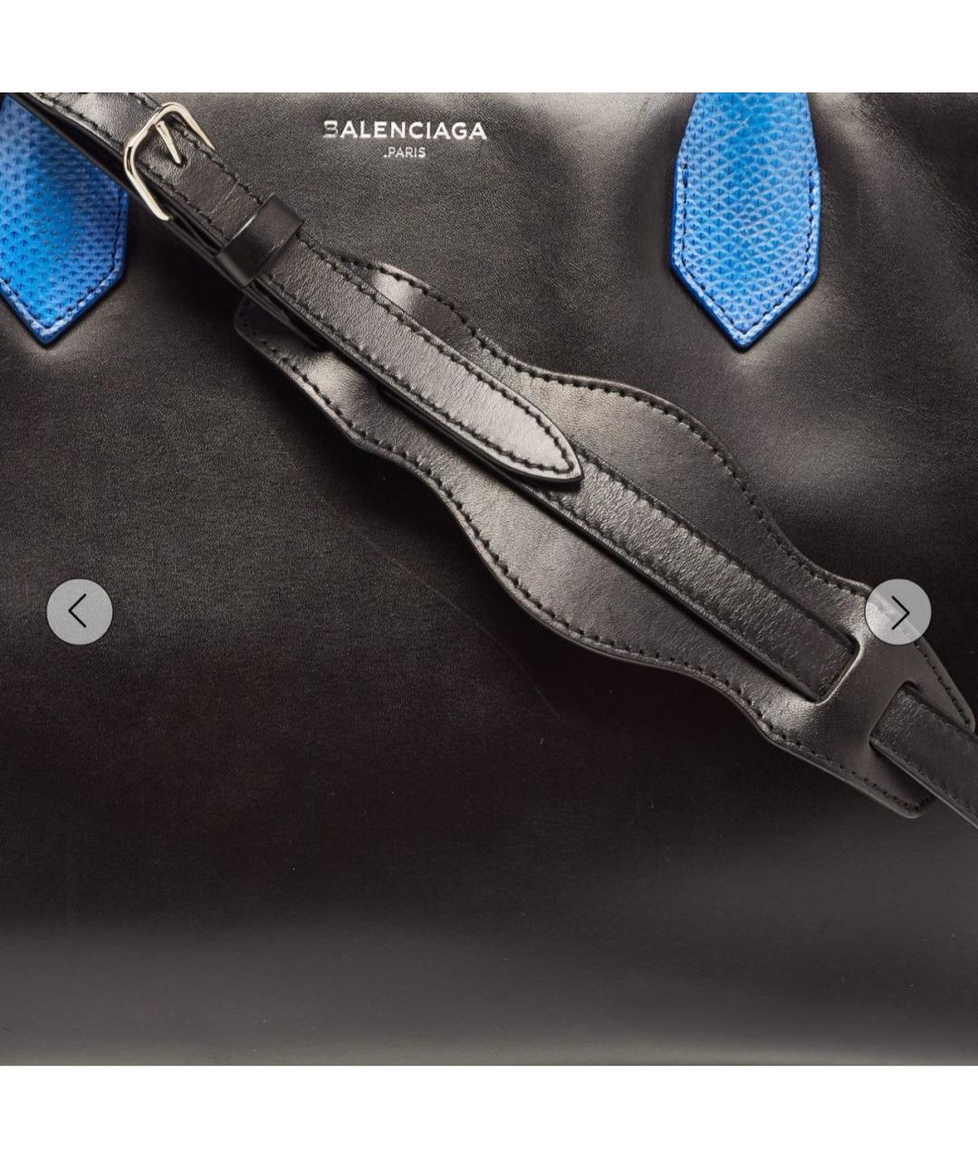 BALENCIAGA Черная кожаная сумка тоут, фото 2