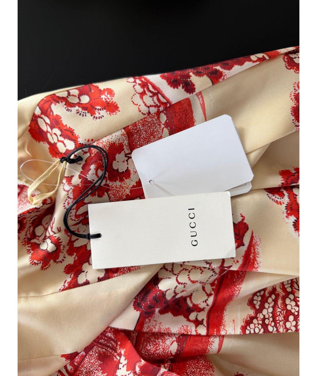GUCCI Мульти шелковая юбка миди, фото 4